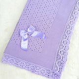 Baby's Lace Lilac Shawl With Lilac Trim