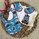 Boys Thomas The Tank Engine Handmade Sleepsuit And Bib