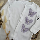 Baby Girls Lilac Butterfly Baby Grow With Hat