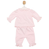 Girls Pink Mintini Scalloped Top with Collar & Matching Pants with Cuff