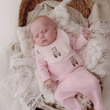 Luxury Pink Teddy Bear Baby Two Piece & Bib Gift Set