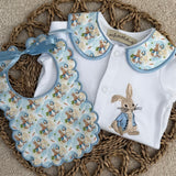 Peter Rabbit & Jemima Puddle-Duck Baby Sleepsuit and Handmade Bib Set