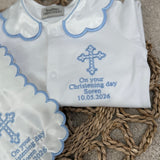 Baby's Personalised Christening Day Baby grow and Bib