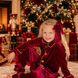 PRE-ORDER The Mayfair Collection Ruby Edition – Personalised Girls’ Luxury Velvet Christmas Pyjamas