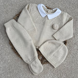 Baby Boy's Beige Pom Spanish Knitted Outfit