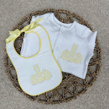 Baby’s Unisex Easter Bunny Handmade Baby grow and Bib