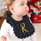 Balmoral Tartan Baby Girls Sleepsuit and Handmade Bib Set