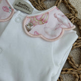 Baby Girls Pink Scalloped Hot air Balloon Sleepsuit & Bib Set