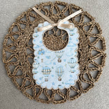 Baby Boys Blue Hot Air Balloon Handmade  Bib
