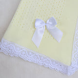 Baby's Lace Lemon Shawl With White Trim