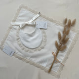 Granlei Spanish Lace Bib & Muslin Set – Ivory | Traditional Baby Gift