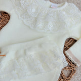 Baby Girls Ivory Lacey Knitted Jam Set