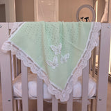 Luxury Handmade Lime Green Lace Muslin Square – Baby Burp Cloth UK