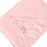 Baby Girls Pink Fleece Personalised Birth Blanket
