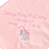 Baby Girls Pink Fleece Personalised Birth Blanket