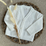 Boys White Cable Knit Cardigan