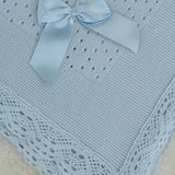 Baby's Lace Blue Shawl With Blue Trim