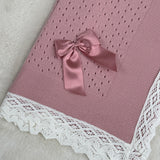 Baby's Lace Dusky Pink Shawl With Cream Trim