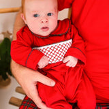 PERFECT LITTLE THING  Baby Boys Red Tartan Christmas Romper