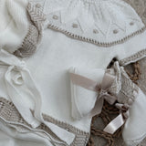 Unisex Baby White, Beige & Gold 4 Piece Outfit 3 Months