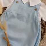 Baby Boys Linen Blue Romper