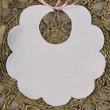 Personalised Spanish Pink & White Edge Scallop Bib