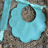 Baby's Mint Scallop Handmade Bib & Dummy Clip