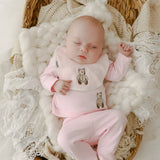 Luxury Pink Teddy Bear Baby Two Piece & Bib Gift Set