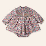 Girls Mac ilusion Vintage Flower Smocked Dress & Knickers