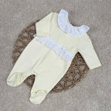 Baby Girls Lemon Sleepsuit with Lace Frill