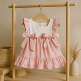 Baby Girls Pink Gingham Summer Frill Dress