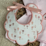 Personalised Pink Hot Air Balloon Baby Set – Sleepsuit, Handmade Bib & Dummy Clip