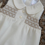 Boys Cream Smocked Romper