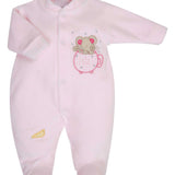 Premature Baby Girls Pink Velour Sleepsuit
