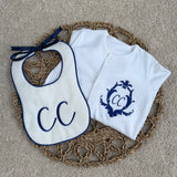 Baby's Personalised Monogram Sleepsuit & Bib Gift Set