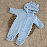 Baby Boys Blue Fleece sleepsuit