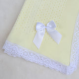Baby's Lace Lemon Shawl With White Trim