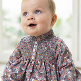 Girls Mac ilusion Vintage Flower Smocked Dress & Knickers