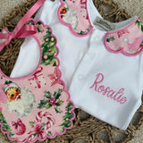 Baby Girls Christmas Handmade Baby grow and Bib