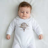 Unisex Hot Air Balloon Sleepsuit & Handmade Bib Set