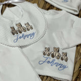 Unisex Baby Personalised 4 Piece with bears