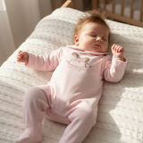 Baby Girls Pink Cotton Rocking Horse Sleepsuit