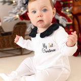 Balmoral Tartan Baby Girls Sleepsuit and Handmade Bib Set