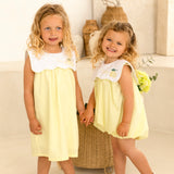Girls Lemon Bubble Romper with Scallop Collar