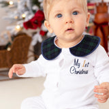 Balmoral Tartan Baby Boys Sleepsuit and Handmade Bib Set
