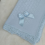 Baby's Lace Blue Shawl With Blue Trim