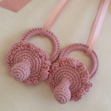 Handmade Pink Girls Crochet Dummy Decoration with Satin Bow – Luxury Pram, Crib & Nursery Accessory