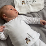 Babys Grey Cotton Personalised 3 Piece Outfit