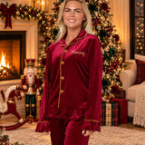 PRE-ORDER The Mayfair Collection Ruby Edition – Personalised Women’s Luxury Velvet Christmas Pyjamas