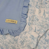 Girl's Frill Blue Safari Toile Print Blanket